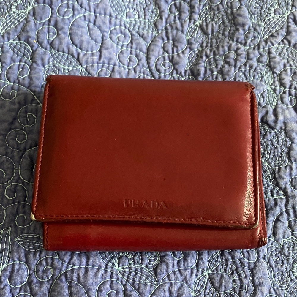 Prada Burgundy Leather Wallet Billfold